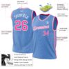 Custom Light Blue Pink-White Authentic Throwback Basketball Jersey
