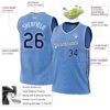 Custom Light Blue Navy-White Authentic Throwback Basketball Jersey