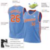 Custom Light Blue Orange-White Authentic Throwback Basketball Jersey