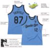 Custom Light Blue Black Authentic Throwback Basketball Jersey