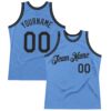 Custom Light Blue Black Authentic Throwback Basketball Jersey