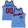 Custom Light Blue Red-Navy Authentic Throwback Basketball Jersey