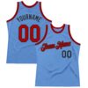 Custom Light Blue Red-Black Authentic Throwback Basketball Jersey