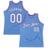 Custom Light Blue White-Purple Authentic Throwback Basketball Jersey
