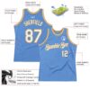 Custom Light Blue White-Old Gold Authentic Throwback Basketball Jersey