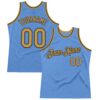 Custom Light Blue Old Gold-Black Authentic Throwback Basketball Jersey