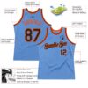 Custom Light Blue Black-Orange Authentic Throwback Basketball Jersey