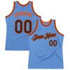 Custom Light Blue Black-Orange Authentic Throwback Basketball Jersey
