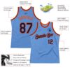 Custom Light Blue Navy-Orange Authentic Throwback Basketball Jersey