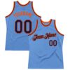 Custom Light Blue Navy-Orange Authentic Throwback Basketball Jersey