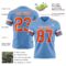 LightBlue0862-2 Custom Light Blue Orange-White Authentic Football Jersey