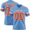 LightBlue0862 Custom Light Blue Orange-White Authentic Football Jersey
