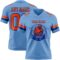 LightBlue0864-1 Custom Light Blue Orange-Royal Authentic Football Jersey