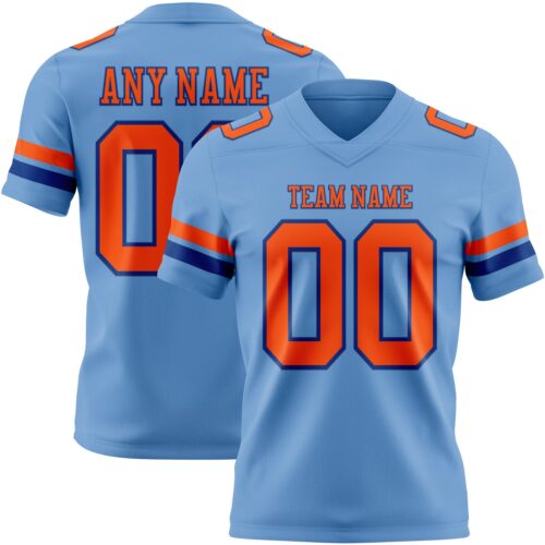 Custom Light Blue Orange-Royal Authentic Football Jersey