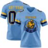 Custom Light Blue Navy-Gold Authentic Football Jersey