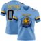 LightBlue0869-1 Custom Light Blue Navy-Gold Authentic Football Jersey