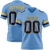 LightBlue0869 Custom Light Blue Navy-Gold Authentic Football Jersey