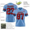 Custom Light Blue Red-Black Authentic Football Jersey