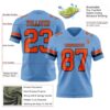 Custom Light Blue Orange-Black Authentic Football Jersey