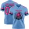 LightBlue0874-1 Custom Light Blue Pink-Black Authentic Football Jersey