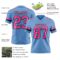 LightBlue0874-2 Custom Light Blue Pink-Black Authentic Football Jersey