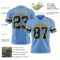 LightBlue0875-2 Custom Light Blue Black-Gold Authentic Football Jersey