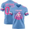 Custom Light Blue Pink-White Authentic Football Jersey