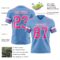 LightBlue0876-2 Custom Light Blue Pink-White Authentic Football Jersey