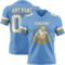 LightBlue0880-1 Custom Light Blue White-Old Gold Authentic Football Jersey