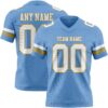 Custom Light Blue White-Old Gold Authentic Football Jersey