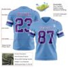 Custom Light Blue Purple-White Authentic Football Jersey