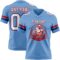 LightBlue0884-1 Custom Light Blue White Royal-Red Authentic Football Jersey