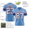 Custom Light Blue White Royal-Red Authentic Football Jersey