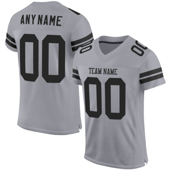 LightGray0011 Custom Light Gray Black Mesh Authentic Football Jersey
