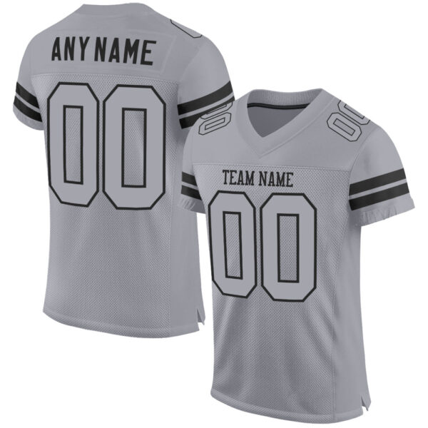 LightGray0012 Custom Light Gray Gray-Black Mesh Authentic Football Jersey