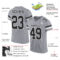 LightGray0015-1 Custom Light Gray Black-White Mesh Authentic Football Jersey