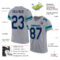 Custom Light Gray Navy-Aqua Mesh Authentic Football Jersey