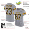 Custom Light Gray Black-Gold Mesh Authentic Football Jersey