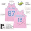 Custom Light Pink Light Blue-White Authentic Throwback Basketball Jersey