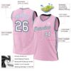 Custom Light Pink Black-Light Blue Authentic Throwback Basketball Jersey
