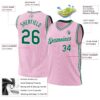 Custom Light Pink Kelly Green-White Authentic Throwback Basketball Jersey