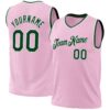 Custom Light Pink Green-White Authentic Throwback Basketball Jersey