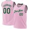 Custom Light Pink Green-White Authentic Throwback Basketball Jersey