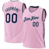 Custom Light Pink Navy-White Authentic Throwback Basketball Jersey