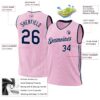 Custom Light Pink Navy-White Authentic Throwback Basketball Jersey