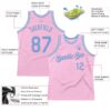 Custom Light Pink Light Blue-White Authentic Throwback Basketball Jersey