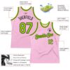 Custom Light Pink Neon Green-Black Authentic Throwback Basketball Jersey