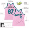 Custom Light Pink Teal-Black Authentic Throwback Basketball Jersey