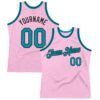 Custom Light Pink Teal-Black Authentic Throwback Basketball Jersey