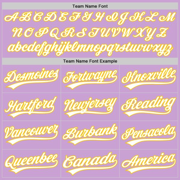 Custom Light Purple White-Yellow Authentic Baseball Jersey